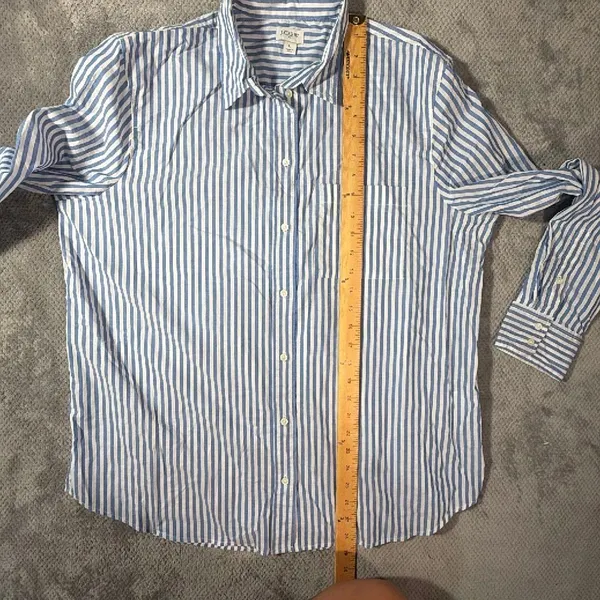J.Crew Size L Blue White Striped Cotton Button Down Shirt Long Sleeve Officewear - Image 9