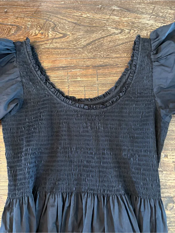 Hill House Home The Nap Dress Womens Large Black Excellent Athena Puff Sleeve - Image 4