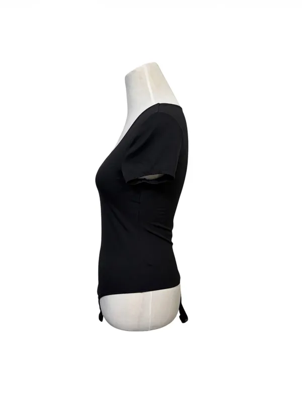 Aeropostale Short Sleeve Black Bodysuit Scoop Neck Size Medium Minimalist Basic - Image 3