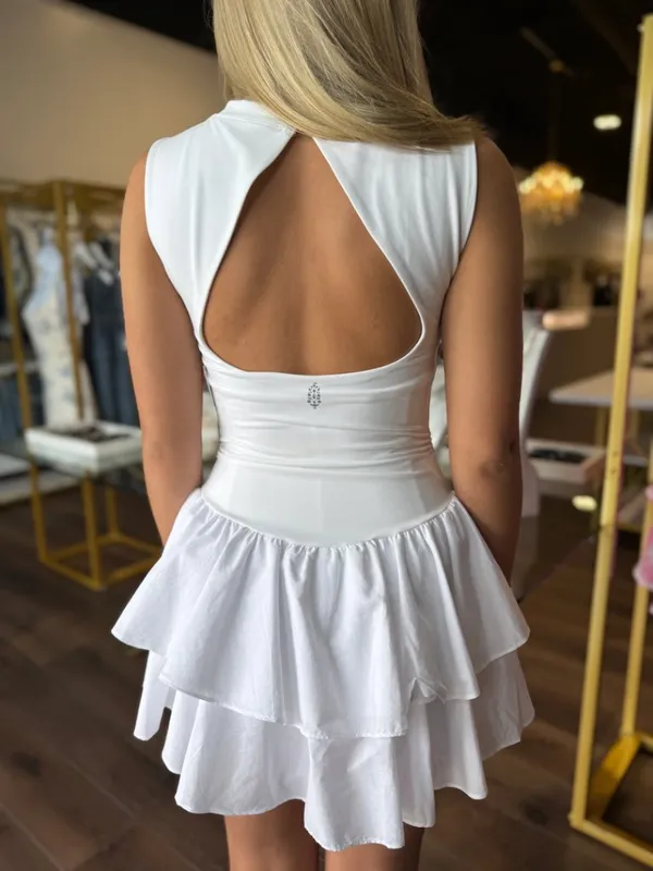 FREE PEOPLE Movement Field Day Crew Neck Sleeveless Drop Waist Skortsie in White - Image 2