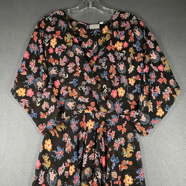 Anthro HD in Paris Maxi Dress‎ Womens US 4 Sheer Floral Chiffon Cottage Peasant - Image 3