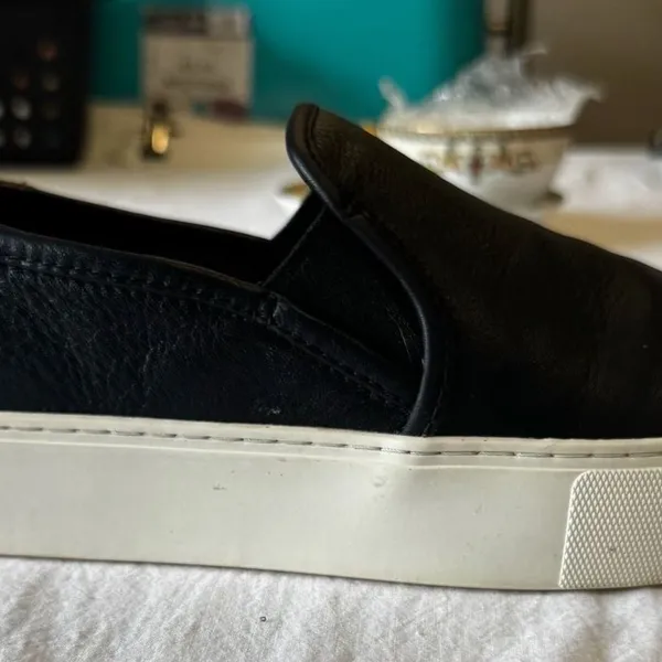 UGG Black Leather Slip-On Platform Clogs with Cream Sole - Image 5