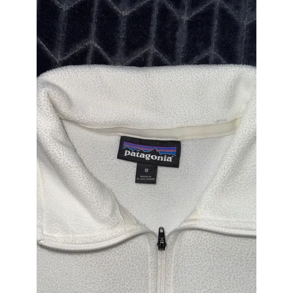 Patagonia Women's‎ Fleece Pullover White 1/4 Zip Lightweight Embroidered Sz M - Image 5