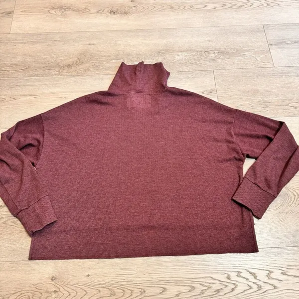 American Eagle Purple Cowl Neck Waffle Knit Cropped Long Sleeve Top Sz Medium M‎ - Image 3
