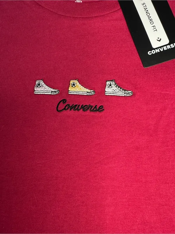 Converse Red Embroidered Graphic Tee | Size Small | NWT - Image 4
