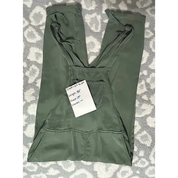 Aerie Lightweight Rolled Leg Overalls Green XS Tie Shoulder Jumpsuit Pockets‎ - Image 5