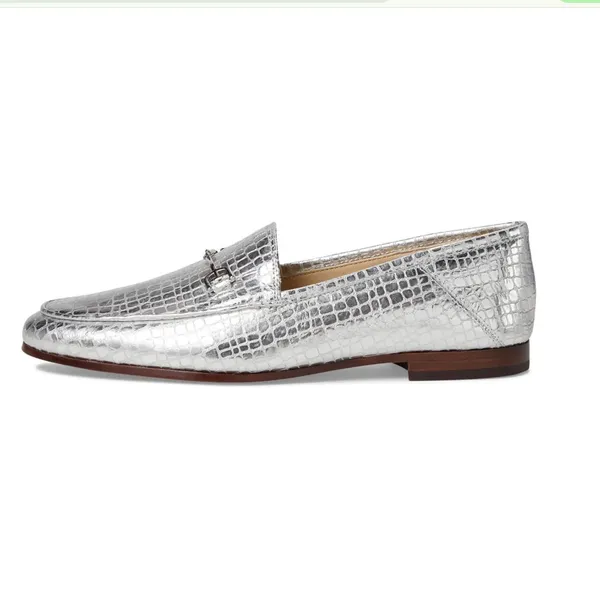 NEW $150 Sam Edelman Loraine Leather Loafer Soft Silver Snake Skin 6.5 Slip On - Image 4