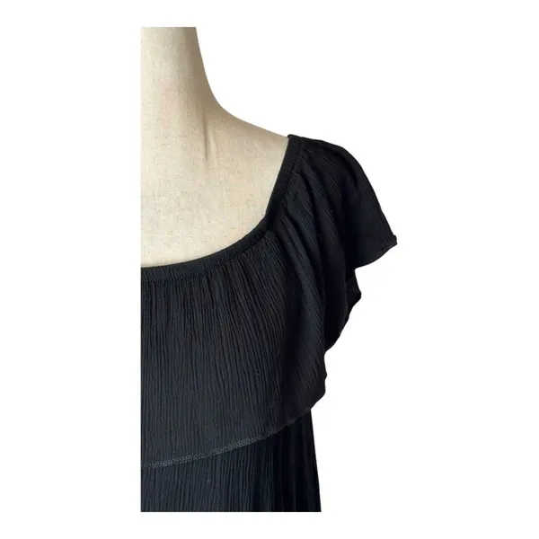 Becca Coverup Women Medium‎ Black Off The Shoulder Flowy Mini Swim Swimwear - Image 6