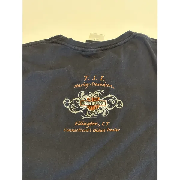 Harley Davidson Skull Graphic T Shirt Womens M Black Biker USA Y2K 2000s Style - Image 4