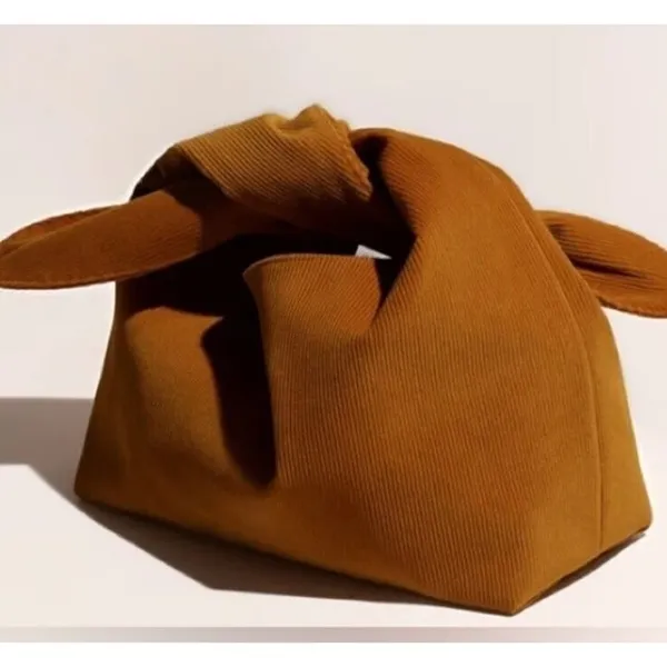 MERIT corduroy tie makeup bag ribbed cosmetics travel pouch caramel neutral - Image 6