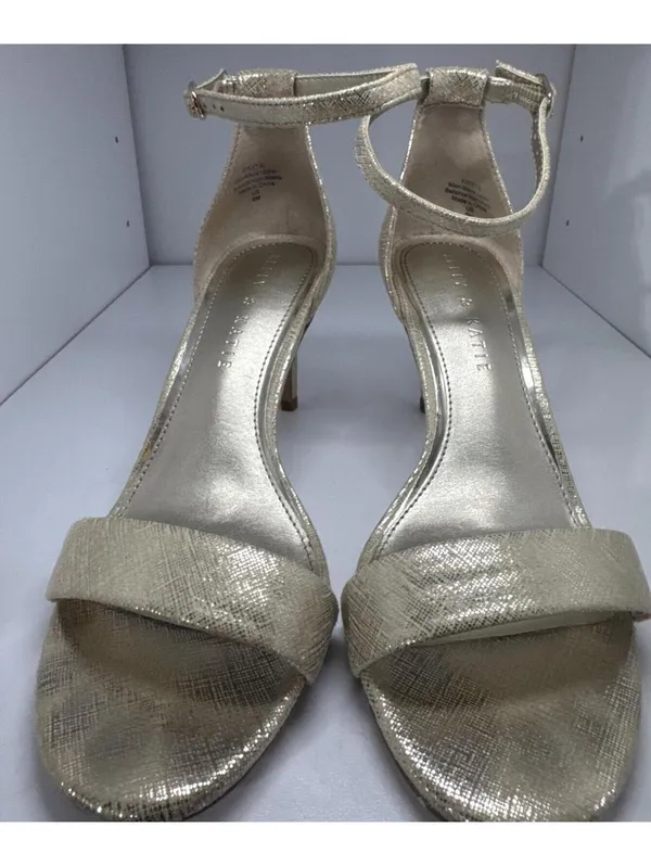 Kelly & Katie Gold Metallic Ankle Strap Stiletto Heels Size 6M - Image 2