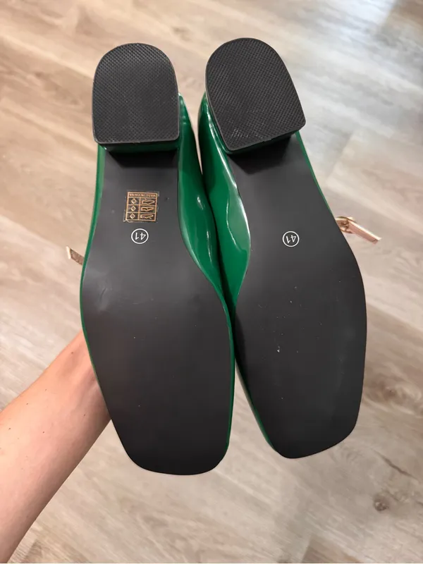 Green White Patent Mary Jane Heeled Flats 41 - Image 6