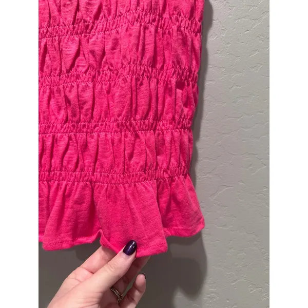 Universal Thread Hot Pink Cotton Smocked‎ Tank Top Size Small Barbie Summer - Image 6