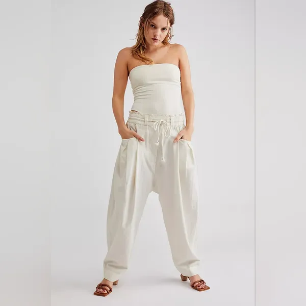 New Free people this is the one pant trouser white szS Small harem solid white - Image 2