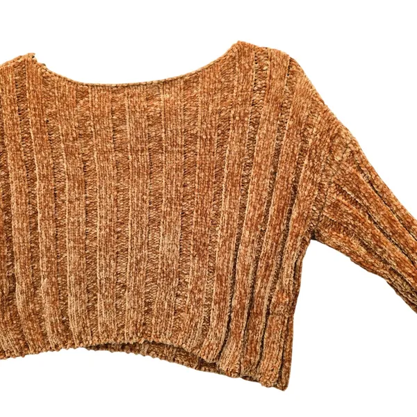 Yellow Crop Chenille Ribbed Y2K Favlux Vintage‎ Academia Cozy Sweater Small - Image 12