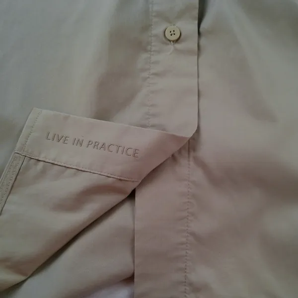 Lululemon All Days Tan Mandarin Collar Button Down Shirt Sz 8 Lagen Minimalist - Image 5
