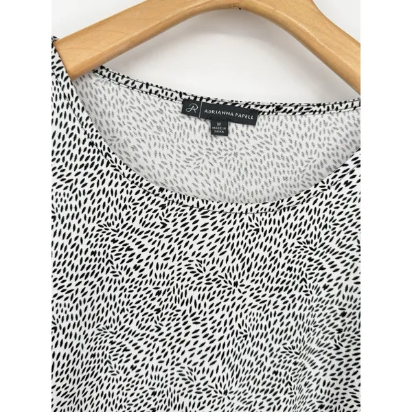 Adrianna Papell Sz Medium Black Abstract Butterfly Sleeves‎ Round Neck Blouse - Image 5