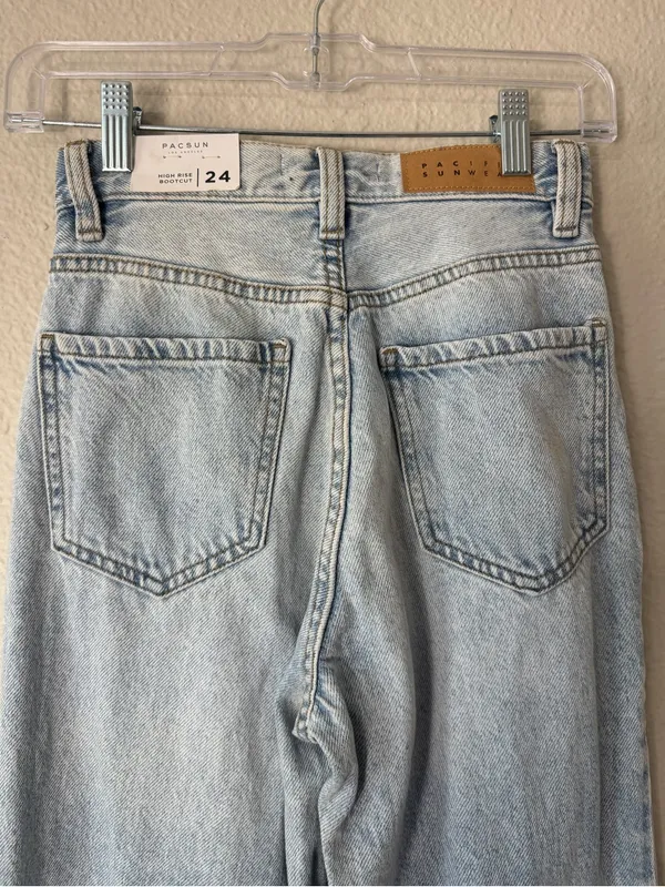 PacSun Button Fly High Rise Bootcut Split Hem Jeans Size 24 - Image 3