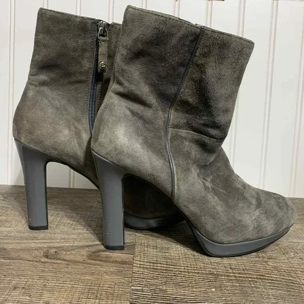 Ellen Tracy Ankle Boot Womens Dark Gray.‎ Leather High Heel sz 9 - Image 3