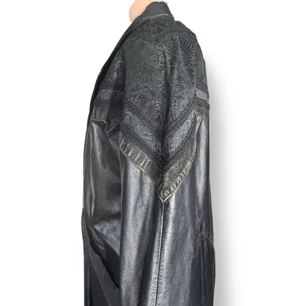 Vintage Wilsons Leather Black Trench Coat Thinsulate‎ Insulated Medium Longline - Image 9