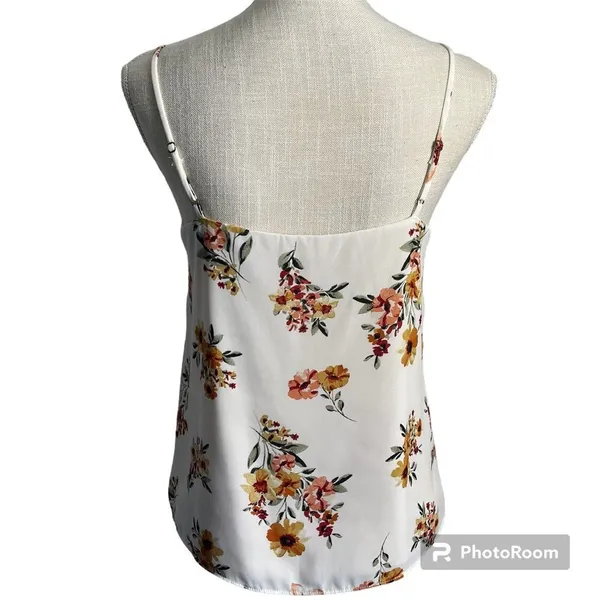 Socialite Cream Floral Lace Cami Tank Top Small - Image 3
