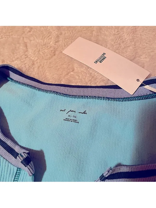 $60 NWT Urban Outfitters Out From Under Go For Gold Baby Blue Seamless Long Slee - Image 8
