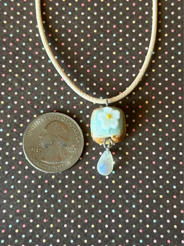 Handmade ceramic cute flower boho retro fairy necklace🌵🌺🌞💚 - Image 5