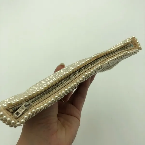 Vintage Cream/White Pearl Style Beaded Clutch OS - Image 7