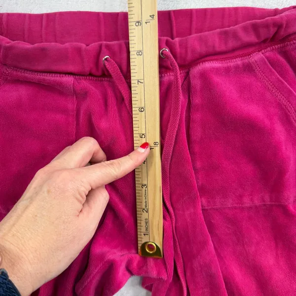 VTG Y2K Mossimo S Small Velour Pants Pink Flare Leg Low Rise Drawstring Hip‎ Hop - Image 9
