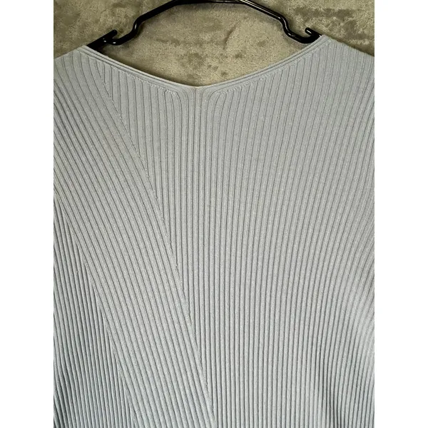 Lafayette 148 Womens XL Light Blue V Neck Ribbed Knit Long Sleeve Sweater Top - Image 4