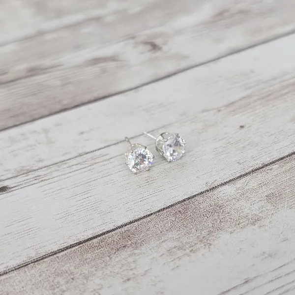 Clear Gem Stud Earrings 0.25" - Image 3