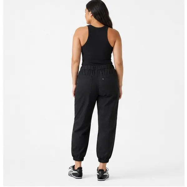 Levi's Womens Essential Joggers Size L Black Meteorite Mid Rise Tapered Stretch - Image 5