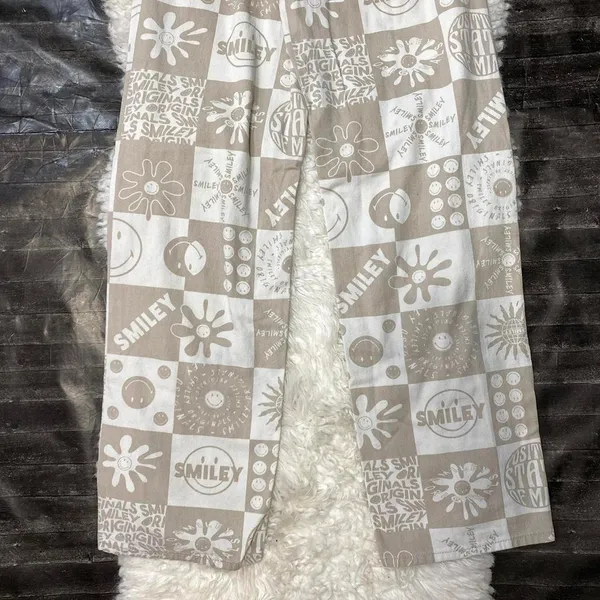H&M Smiley Patchwork All Over Print Smiley Face Straight Wide Leg Streetwear - Image 6