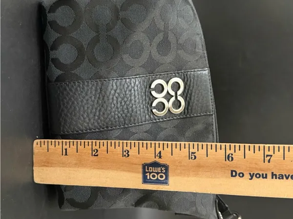 COACH 43771 Julia Outline OP Art Black Jacquard Canvas Small Purse Shoulder Bag - Image 7
