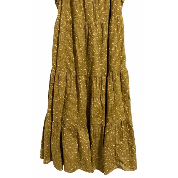 Madewell Ruffle-Sleeve Tiered Midi Dress in Daisy Stitch Weathered Olive Size L - Image 5