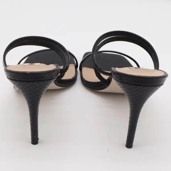 Steve Madden Womens Black Snakeskin Embossed Square Toe Strappy Heels 8.5 - Image 4
