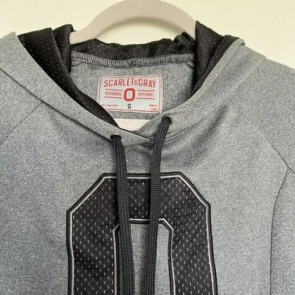 NEW Ohio State Buckeyes Hoodie SMALL Gray Scarlet & Gray Pullover Sweatshirt - Image 3