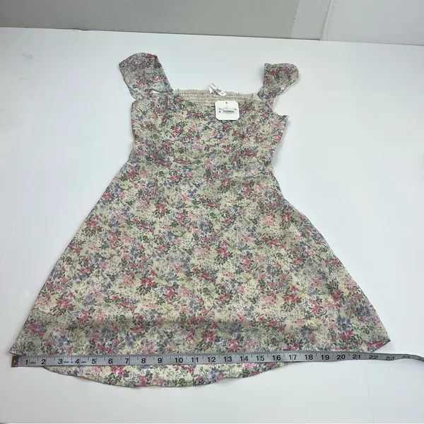 Altar’d State Ivory Multi Floral‎ Dress Women XS Fit & Flare Sheer Coquette NEW - Image 9