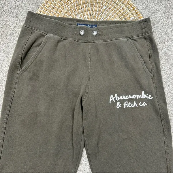 Abercrombie & Fitch Sunday Jogger Logo Sweat Pants Pull On Mid Rise in Green S - Image 3