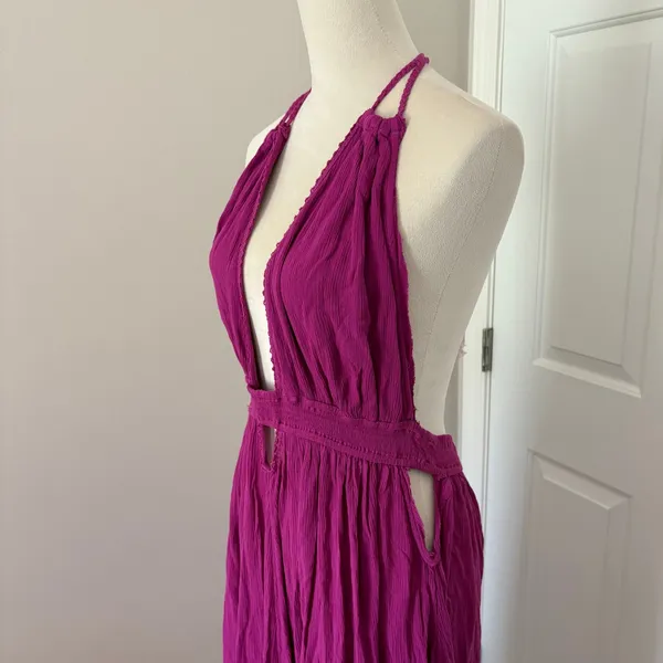 Free People Maxi Dress Look Into The Sun XL Baton Rouge Halter Boho Cutout - Image 16