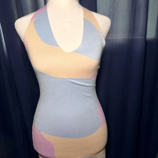 Peppermayo Wind It Back Knit Halter Dress Pastel Wave NWOT Size Small/Medium‎ - Image 3