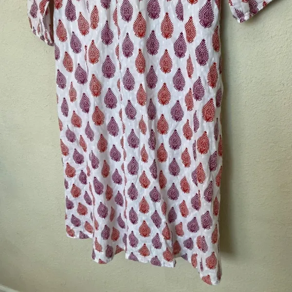 Roller Rabbit Cotton‎ midi Dress in Floral Block Print tassels red white size S - Image 11