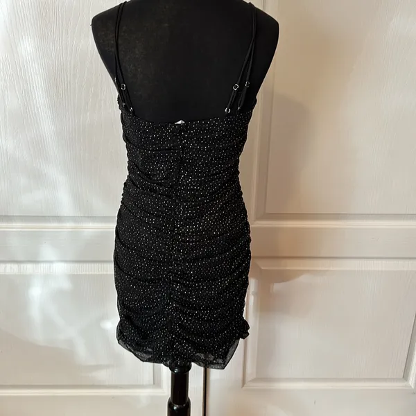 Lucy In The Sky Black Mesh Silver Glitter Party Dress - Image 7