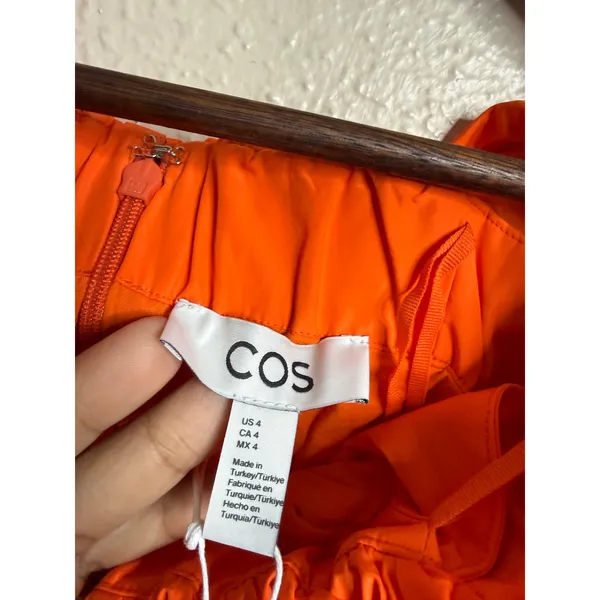 COS Voluminous Off-The-Shoulder Top in Bright Orange size 4 NWT - Image 7