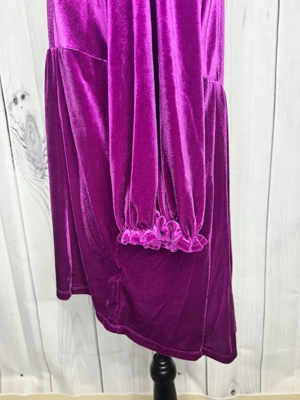 Umgee Women's Velvet Jewel Toned Purple Top Size M Fairy Smocked V-Neck - Image 6