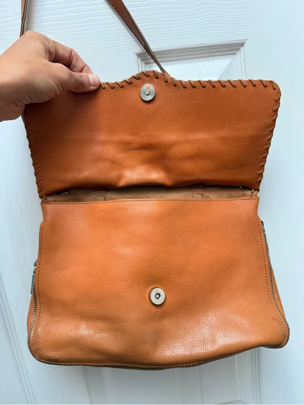 Rebecca Minkoff Western Boho Leather Crossbody | Turquoise Detail‎ | Saddle Tan - Image 12