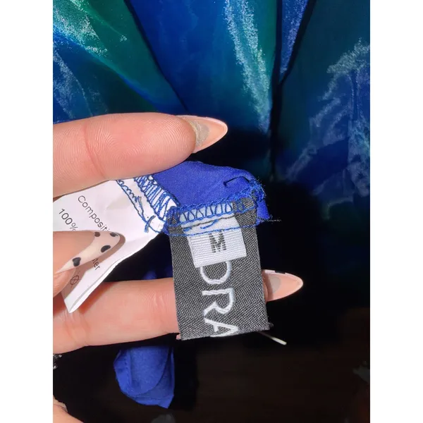 NWT Blue Green‎ Watercolor Organza Maxi Dress Feather fairycore gala mermaid - Image 9