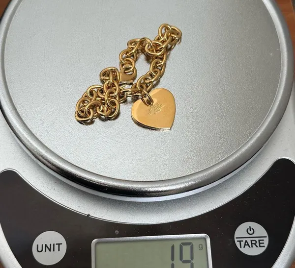 EDFORCE Gold Stainless Steel Heart Charm Link Bracelet 19g. - Image 7