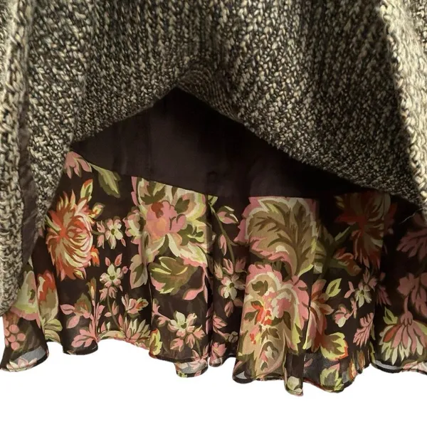Ann Taylor Loft Women Tweed Texture Flounce Skirt Brown Floral Hem Accent Size 8 Wool Blend - Image 11
