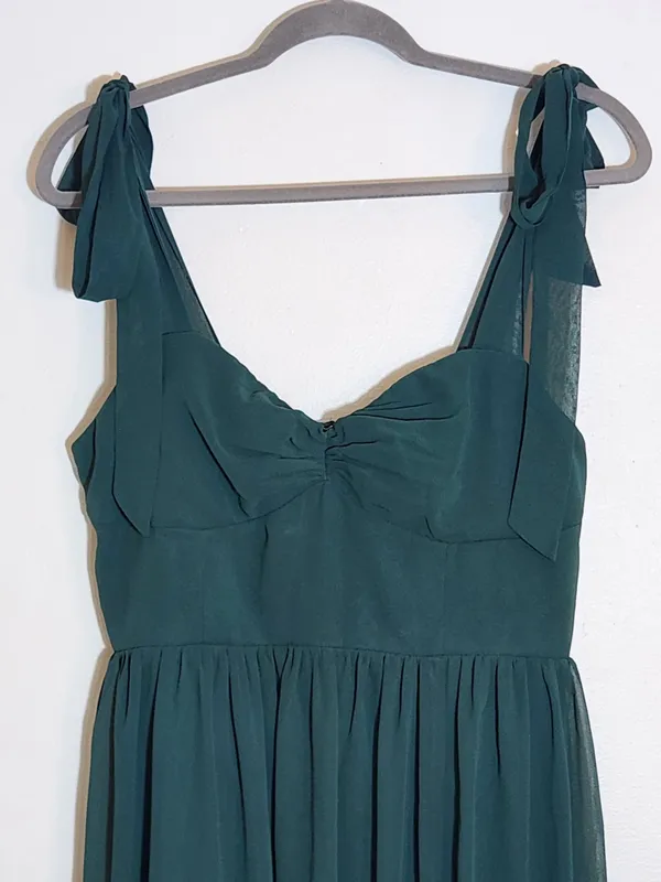 Lulus Green Chiffon Formal Dress with Tie Straps Size Large NWT Wedding Guest - Image 4